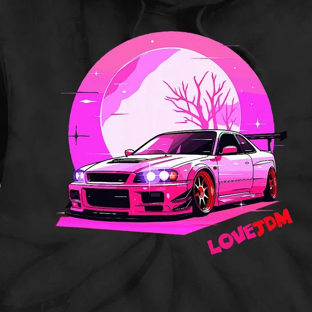 Love Jdm Girl Racer Japanese Modified Race Car Tie Dye Hoodie