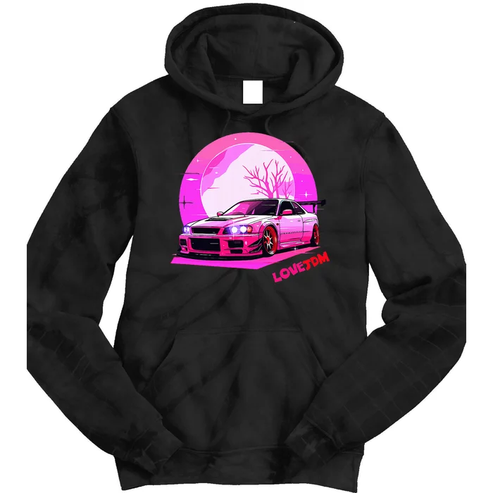 Love Jdm Girl Racer Japanese Modified Race Car Tie Dye Hoodie