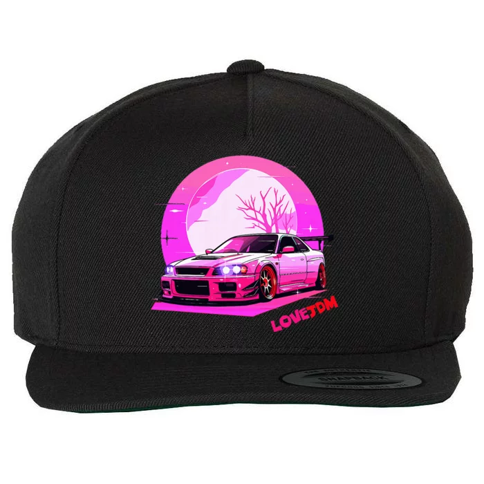 Love Jdm Girl Racer Japanese Modified Race Car Wool Snapback Cap