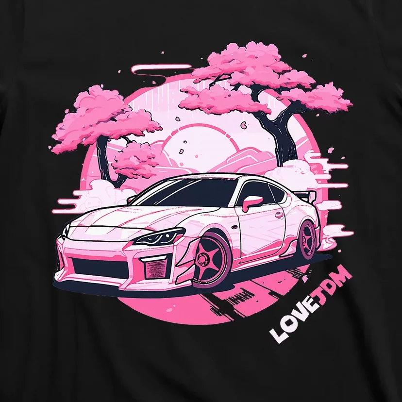 Love Jdm Girl Racer Pink Japanese Race Car T-Shirt