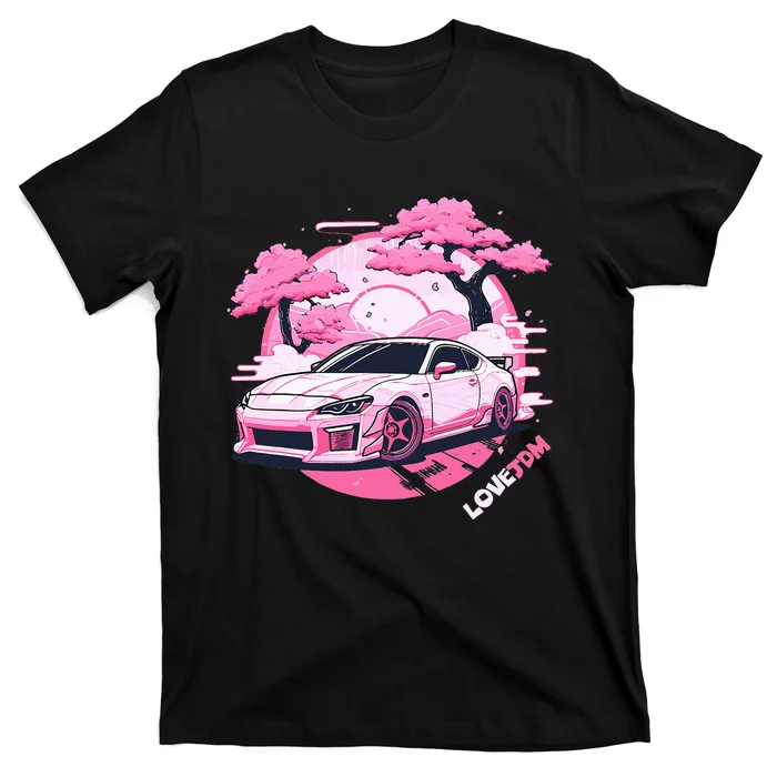 Love Jdm Girl Racer Pink Japanese Race Car T-Shirt