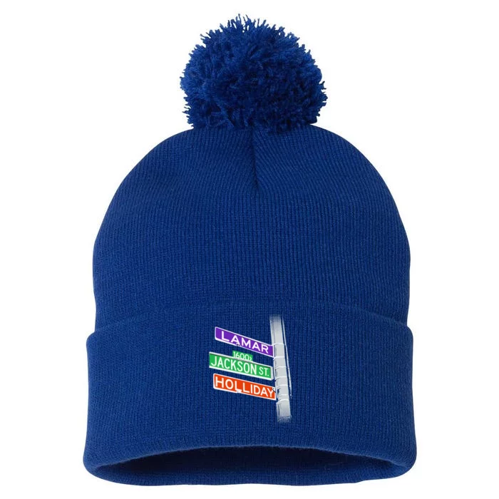 Lamar Jackson Holliday Street Sign Pom Pom 12in Knit Beanie