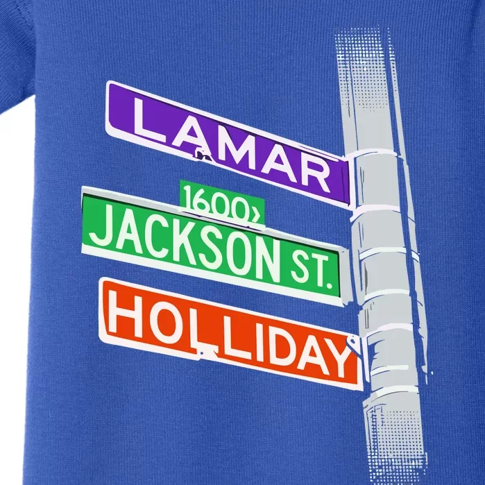 Lamar Jackson Holliday Street Sign Baby Bodysuit