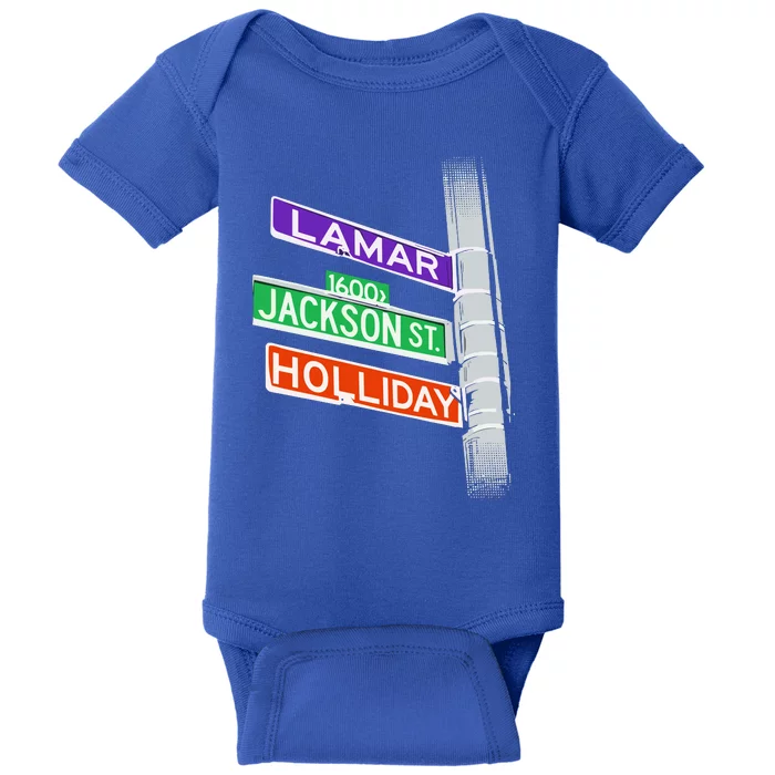 Lamar Jackson Holliday Street Sign Baby Bodysuit