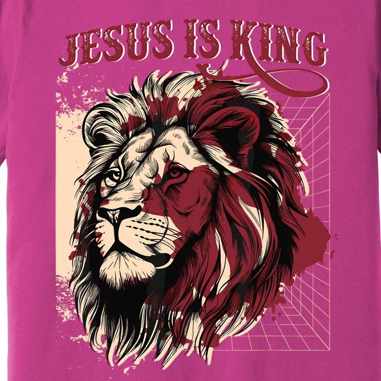 Lion Jesus Is King Christian Bible Scripture Faith Quote Premium T-Shirt