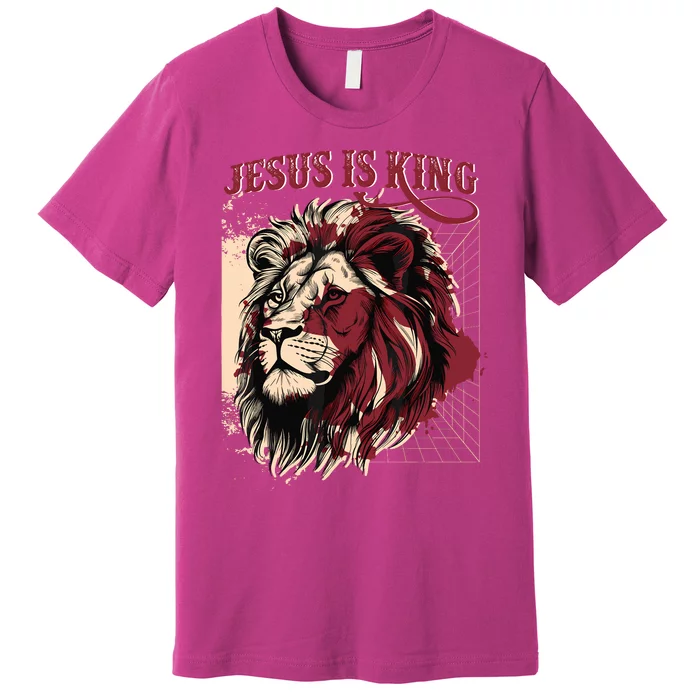 Lion Jesus Is King Christian Bible Scripture Faith Quote Premium T-Shirt