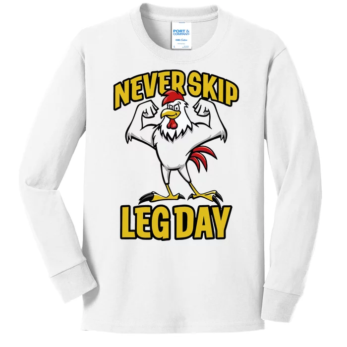 Limited Joey Jones Wearing Never Skip Leg Day Rooster Kids Long Sleeve Shirt