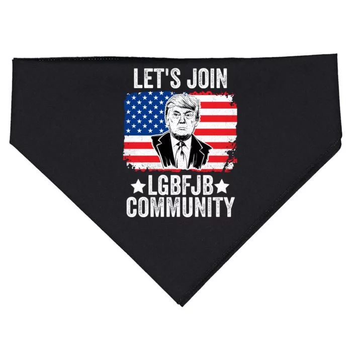 Lets Join Lgbfjb Community Lets Go Brandon Trump And America Flag Anti Biden Vi USA-Made Doggie Bandana