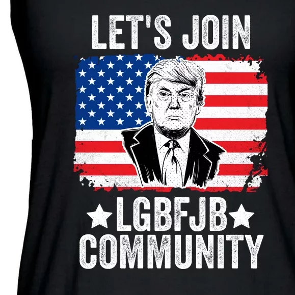 Lets Join Lgbfjb Community Lets Go Brandon Trump And America Flag Anti Biden Vi Ladies Essential Flowy Tank