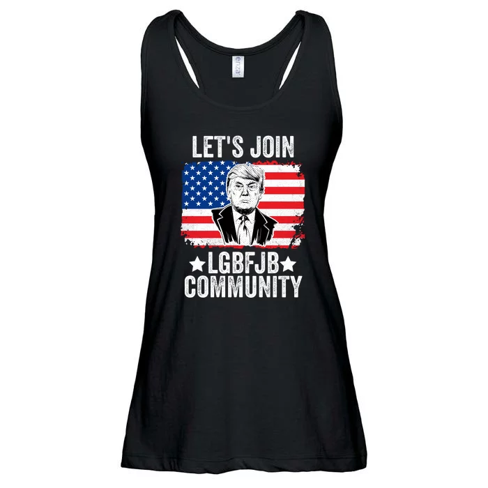 Lets Join Lgbfjb Community Lets Go Brandon Trump And America Flag Anti Biden Vi Ladies Essential Flowy Tank