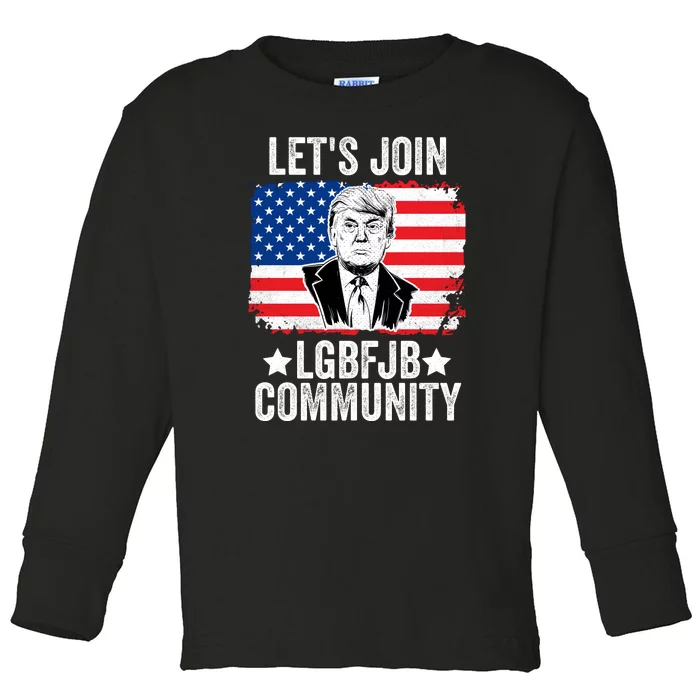 Lets Join Lgbfjb Community Lets Go Brandon Trump And America Flag Anti Biden Vi Toddler Long Sleeve Shirt