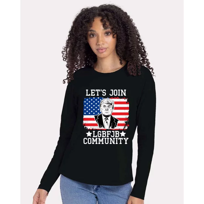 Lets Join Lgbfjb Community Lets Go Brandon Trump And America Flag Anti Biden Vi Womens Cotton Relaxed Long Sleeve T-Shirt