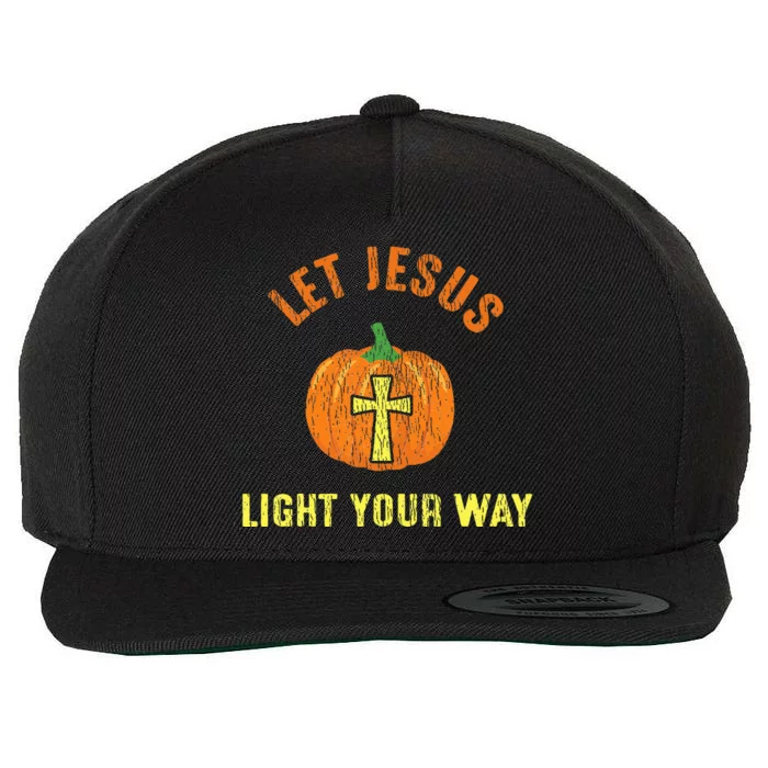 Let Jesus Light Your Way Pumpkin Thanksgiving Christian Wool Snapback Cap