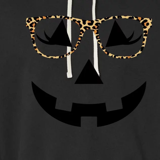 Leopard Jack O Lantern Pumpkin Face Garment-Dyed Fleece Hoodie