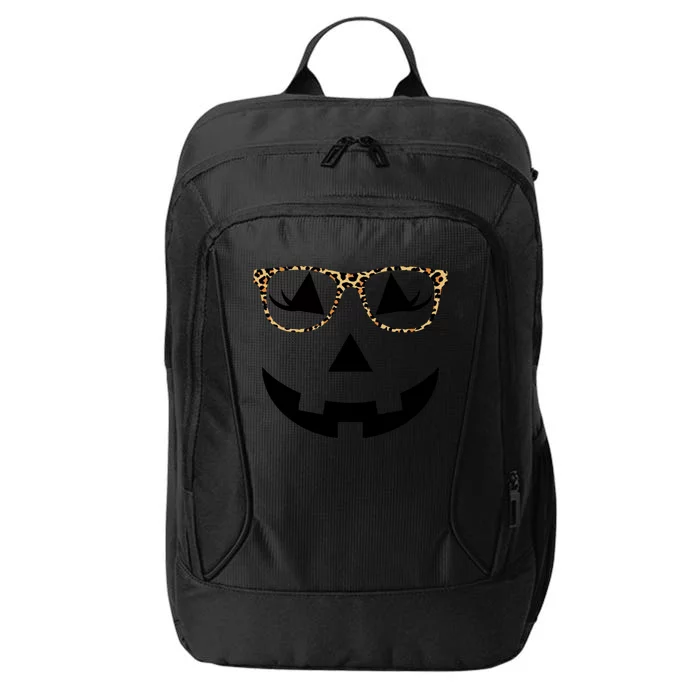 Leopard Jack O Lantern Pumpkin Face City Backpack