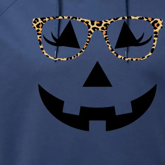 Leopard Jack O Lantern Pumpkin Face Performance Fleece Hoodie