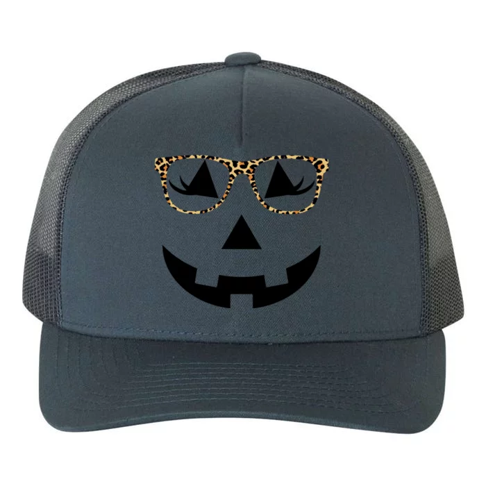 Leopard Jack O Lantern Pumpkin Face Yupoong Adult 5-Panel Trucker Hat