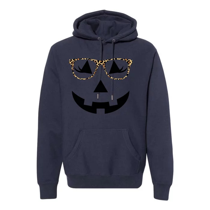 Leopard Jack O Lantern Pumpkin Face Premium Hoodie