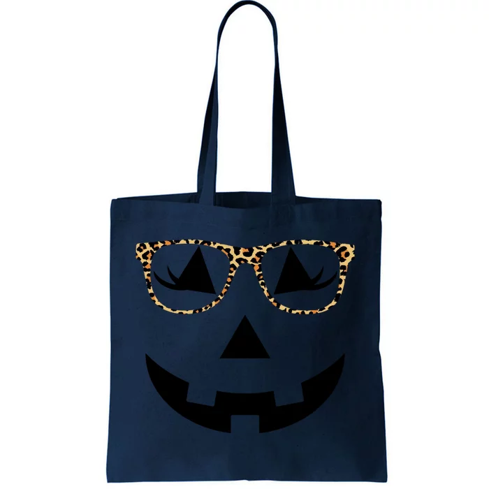 Leopard Jack O Lantern Pumpkin Face Tote Bag