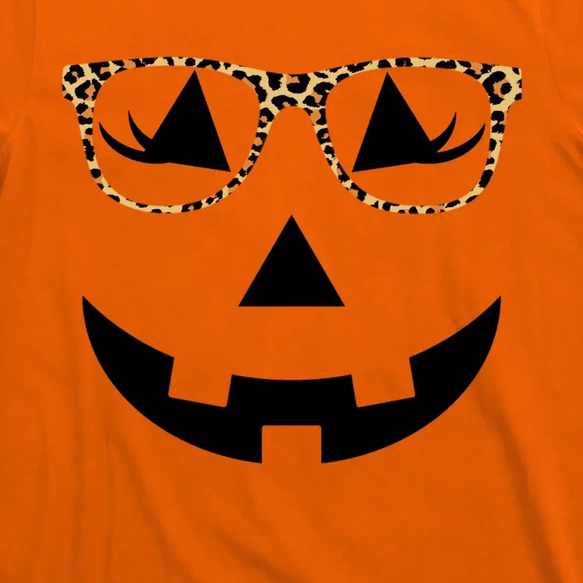 Leopard Jack O Lantern Pumpkin Face T-Shirt