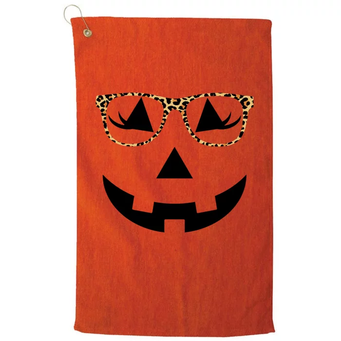 Leopard Jack O Lantern Pumpkin Face Platinum Collection Golf Towel