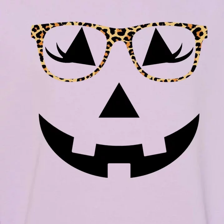 Leopard Jack O Lantern Pumpkin Face Garment-Dyed Sweatshirt