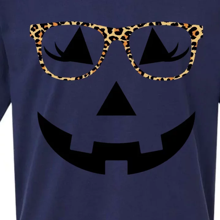 Leopard Jack O Lantern Pumpkin Face Sueded Cloud Jersey T-Shirt