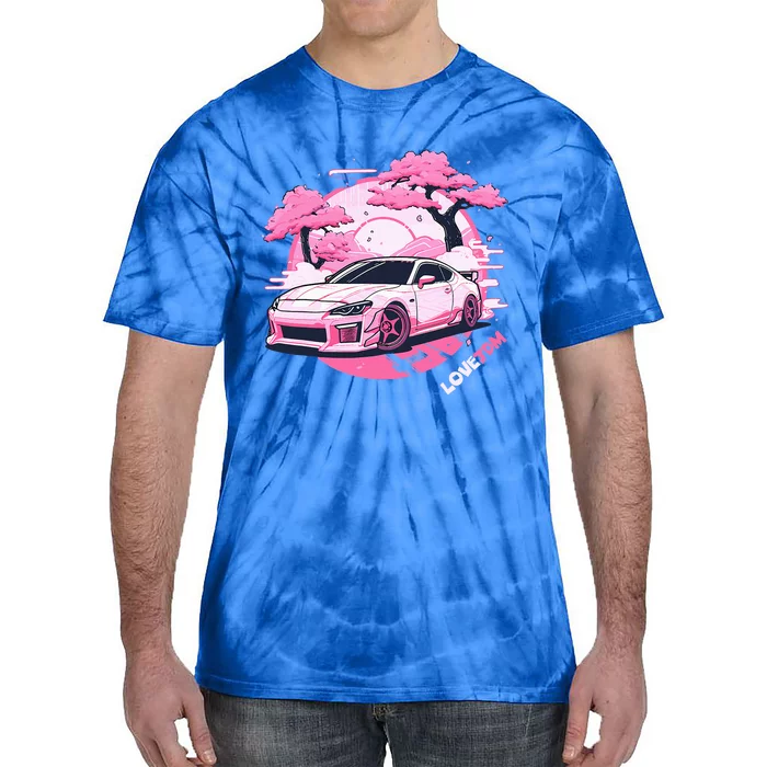 Love JDM Racer Pink Japanese Race Car Tie-Dye T-Shirt