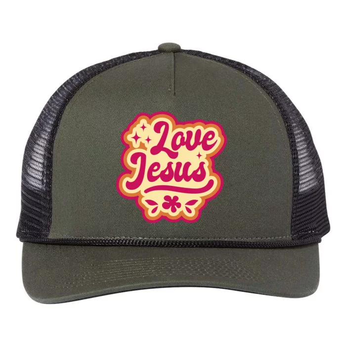 Love Jesus Retro Retro Rope Trucker Hat Cap