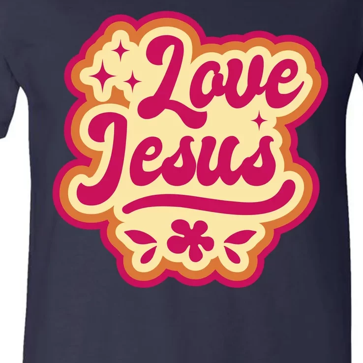 Love Jesus Retro V-Neck T-Shirt