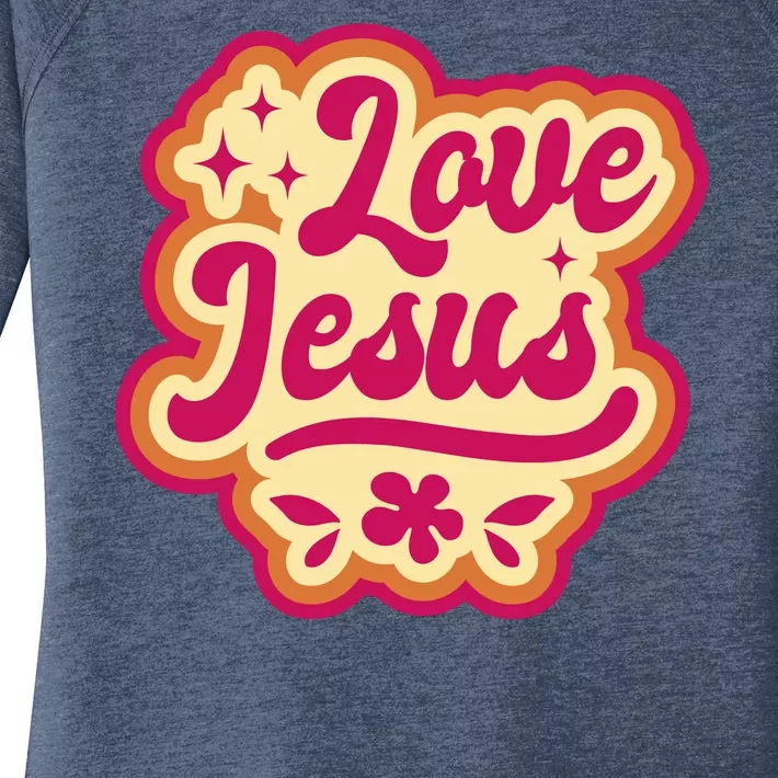 Love Jesus Retro Women's Perfect Tri Tunic Long Sleeve Shirt