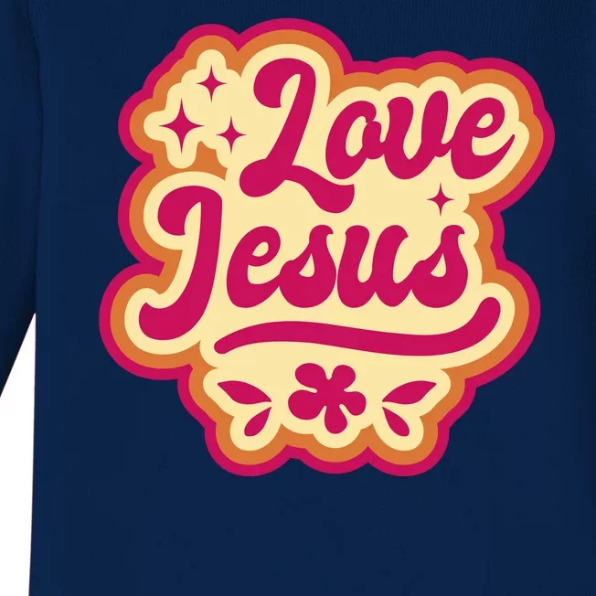 Love Jesus Retro Baby Long Sleeve Bodysuit