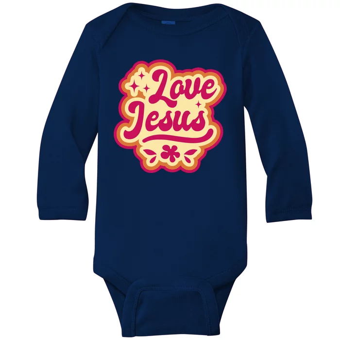 Love Jesus Retro Baby Long Sleeve Bodysuit