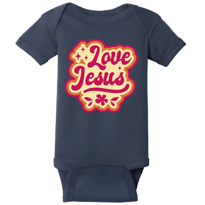 Love Jesus Retro Baby Bodysuit