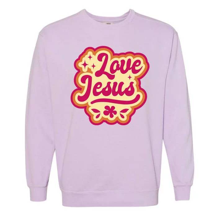 Love Jesus Retro Garment-Dyed Sweatshirt