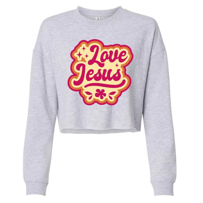 Love Jesus Retro Cropped Pullover Crew