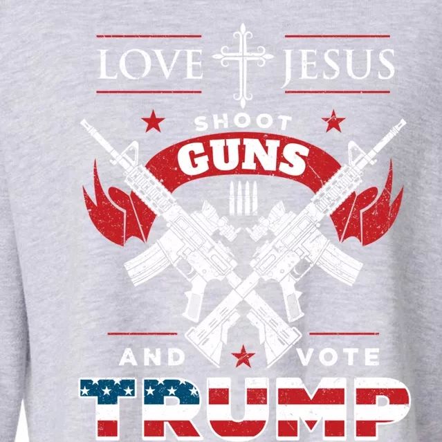 Love Jesus Shoot Guns And Vote Trump 2020 Flag Gift Cropped Pullover Crew