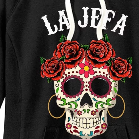 La Jefa Sugar Skull Apparel Mexican Dia De Los Muertos Dead Women's Fleece Hoodie