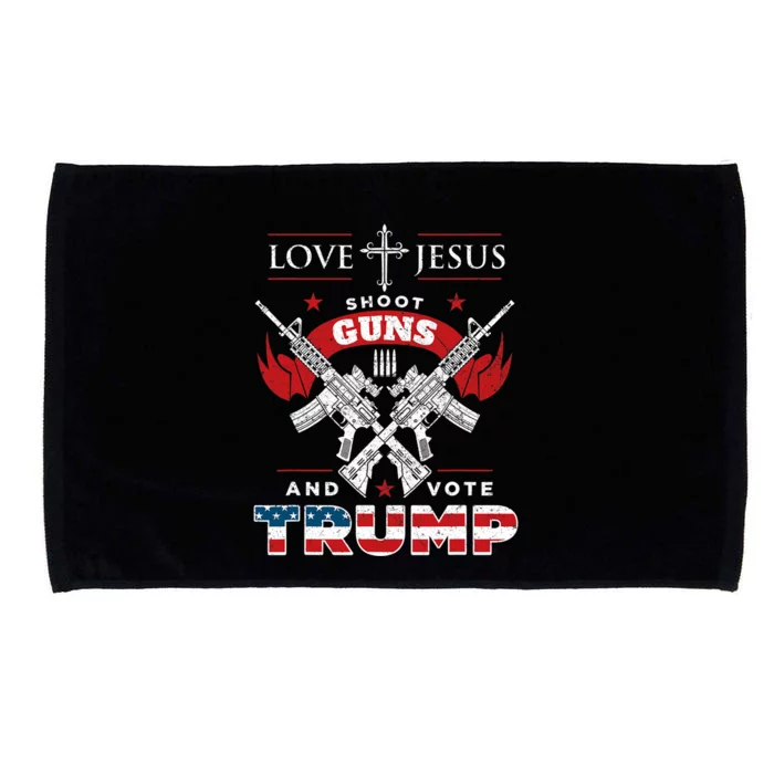 Love Jesus. Shoot Guns. And Vote Trump 2020 Flag Microfiber Hand Towel