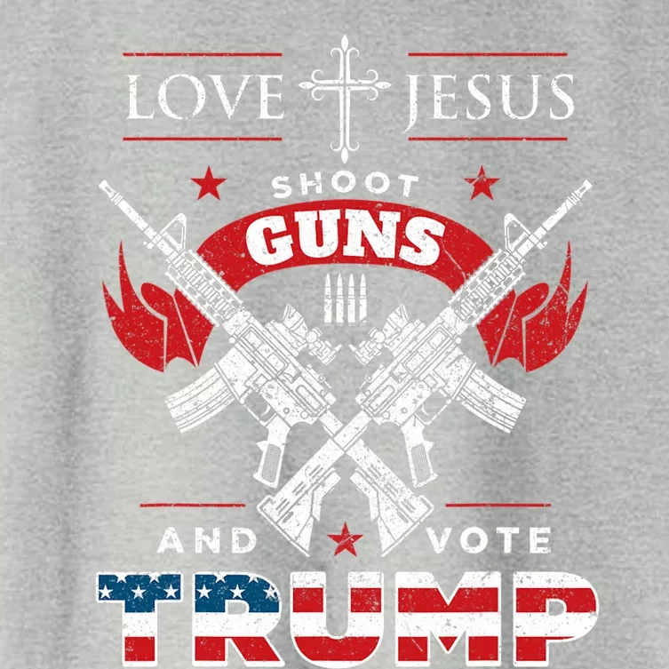 Love Jesus. Shoot Guns. And Vote Trump 2020 Flag Women's Crop Top Tee