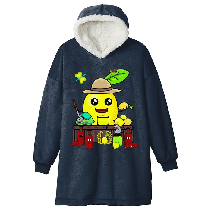 Lemon Juice Shop Lemon Summer Time Fruits Hooded Wearable Blanket