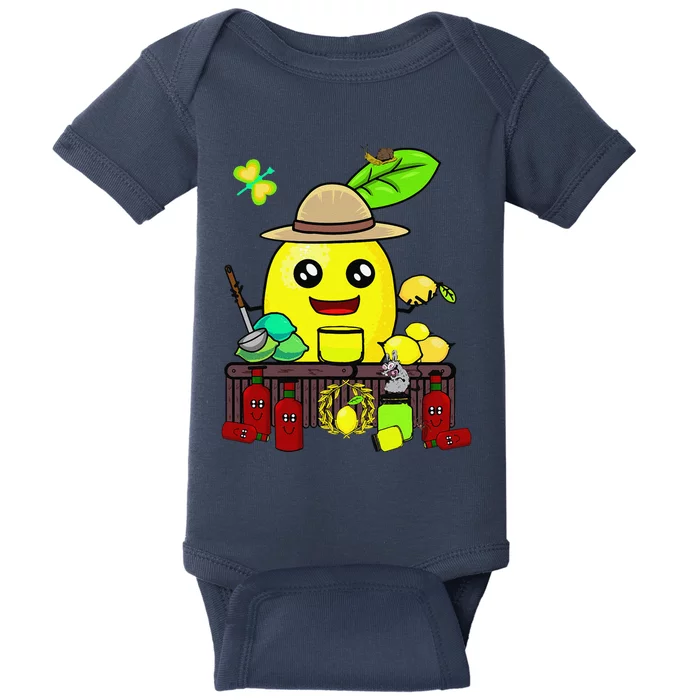 Lemon Juice Shop Lemon Summer Time Fruits Baby Bodysuit