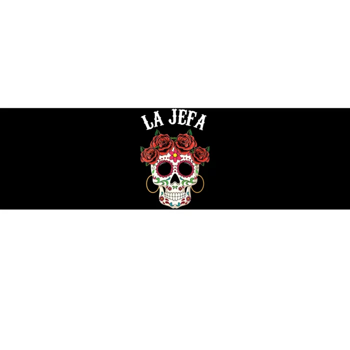 La Jefa Sugar Skull Mexican Dia De Los Muertos Dead Vneck Bumper Sticker