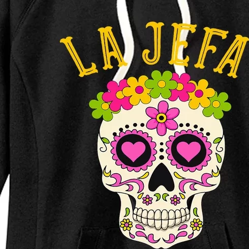 La Jefa Sugar Skull Dia De Los Muertos Costume Women's Fleece Hoodie