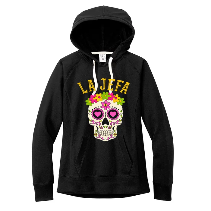 La Jefa Sugar Skull Dia De Los Muertos Costume Women's Fleece Hoodie