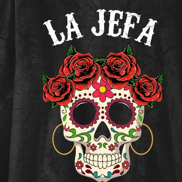 La Jefa Sugar Skull Mexican Dia De Los Muertos Dead Hooded Wearable Blanket