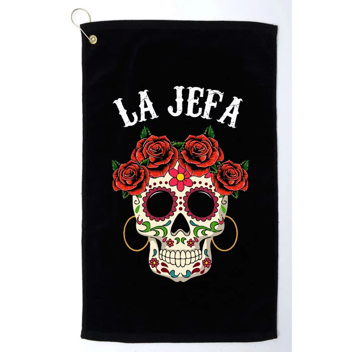 La Jefa Sugar Skull Mexican Dia De Los Muertos Dead Platinum Collection Golf Towel