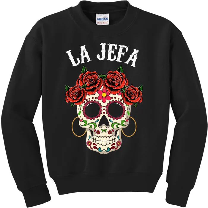 La Jefa Sugar Skull Mexican Dia De Los Muertos Dead Kids Sweatshirt