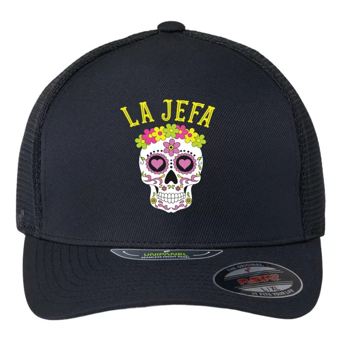 La Jefa Sugar Skull Dia De Los Muertos Costume Flexfit Unipanel Trucker Cap