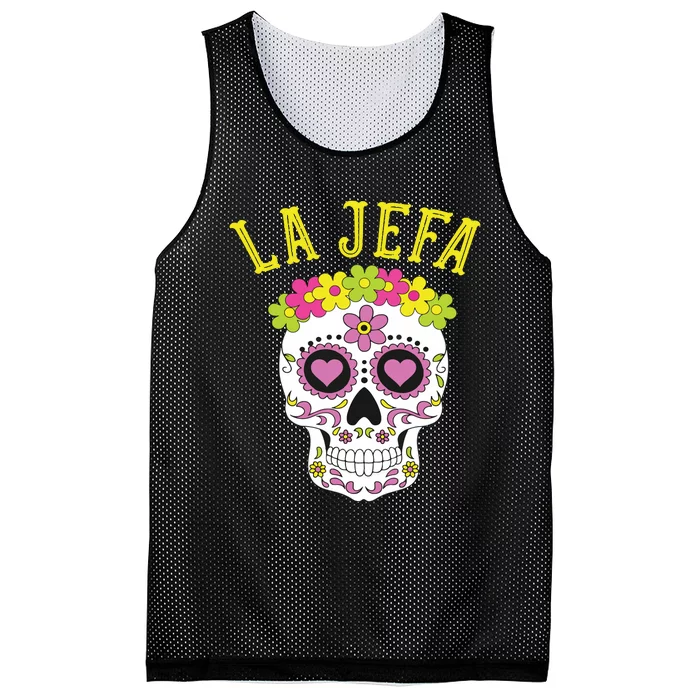 La Jefa Sugar Skull Dia De Los Muertos Costume Mesh Reversible Basketball Jersey Tank